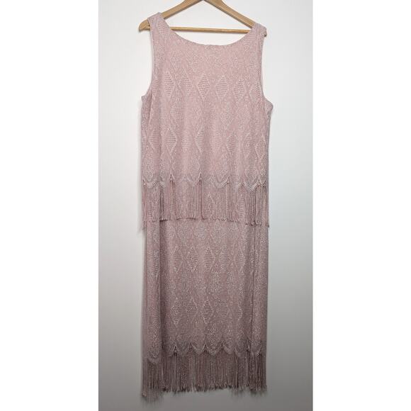 Vintage Shimmery Pink Fringe Layered Dress - Picture 4 of 5